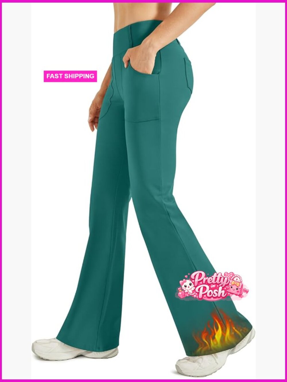 Fleece Lined Leggings with 4 Pockets Stretchy Work Pants
